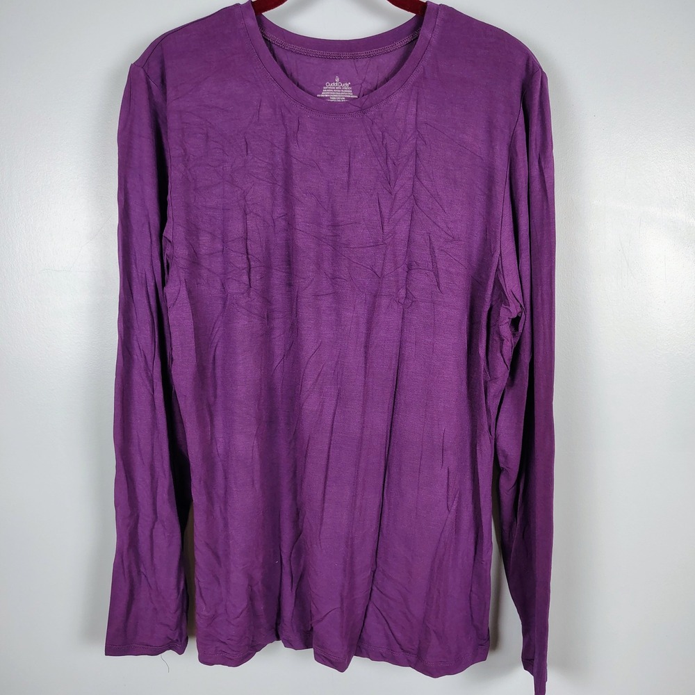 Cuddl Duds Womens 1X Softwear With Stretch Top Purple Modal Rayon Gorpcore